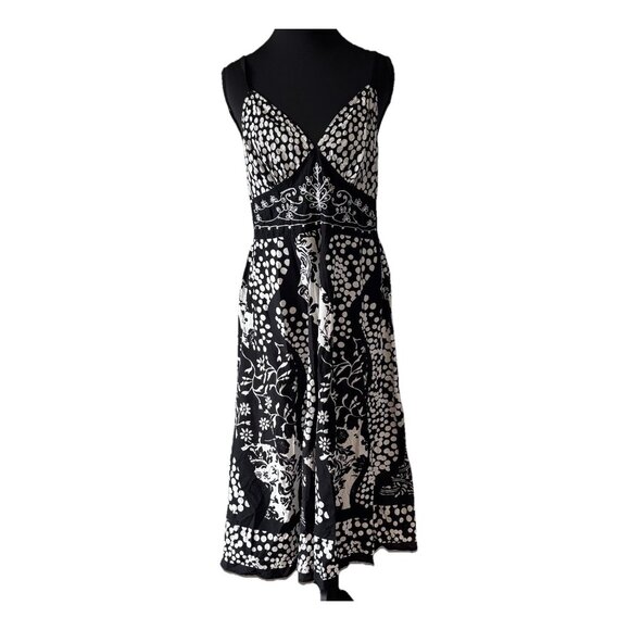 Vintage Y2K Mlle Gabrielle Midi Babydoll Dress Sz Large Floral Beaded Fairy Boho - Picture 1 of 15